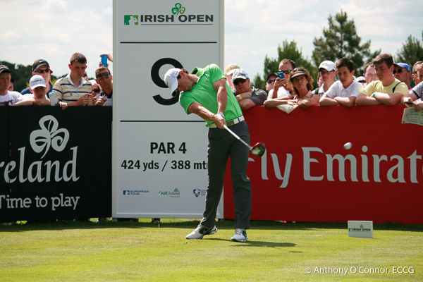 Rory McElroy tees off at the 9th during the Pro-Am