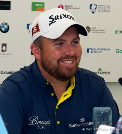 Shane Lowry speaking at the press conference on practice day